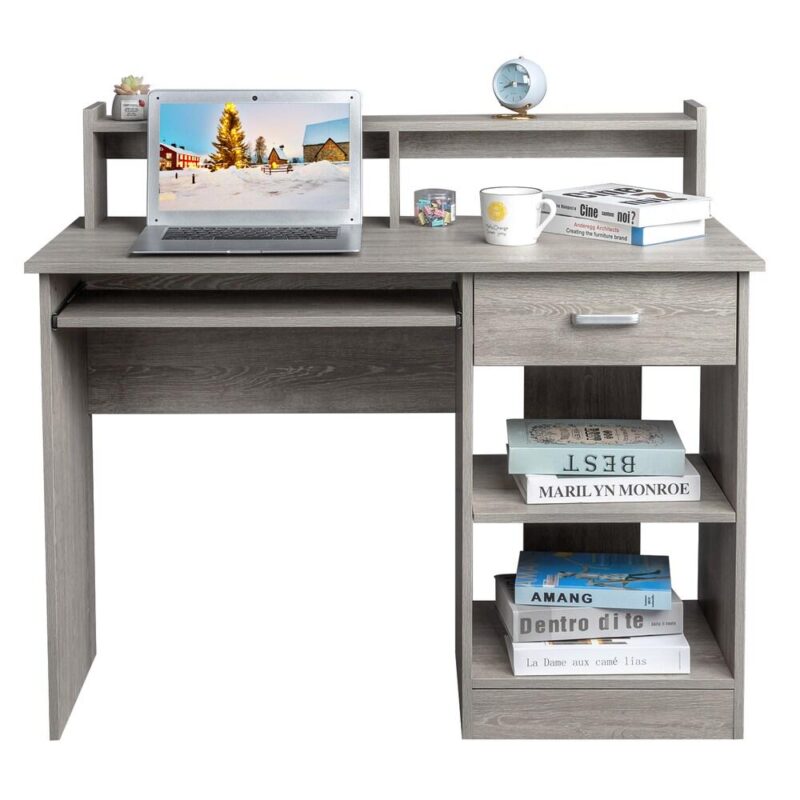 Winado 43.30-Inches Gray Modern/Contemporary Computer desk Hutch Included - Image 6