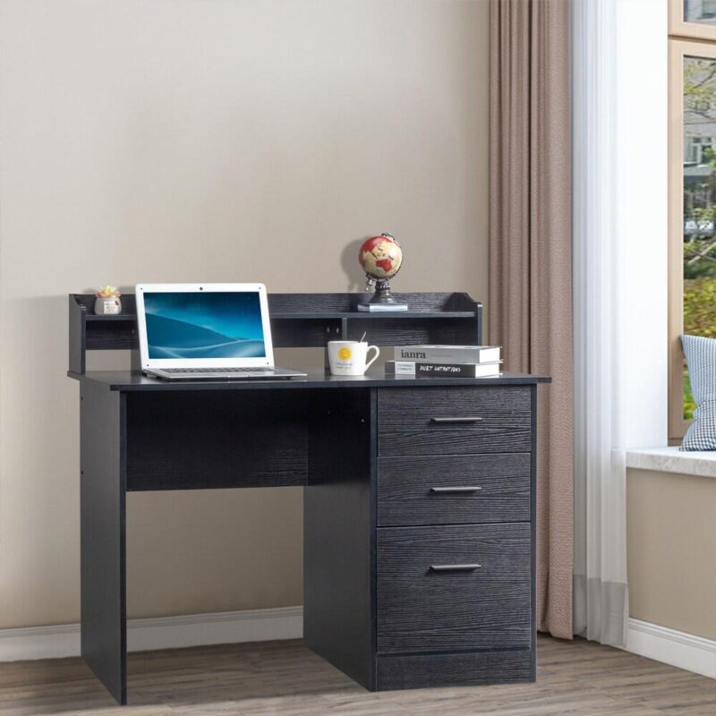 Winado 43.31-Inches Black Traditional Pine Computer desk Hutch Included - Image 6