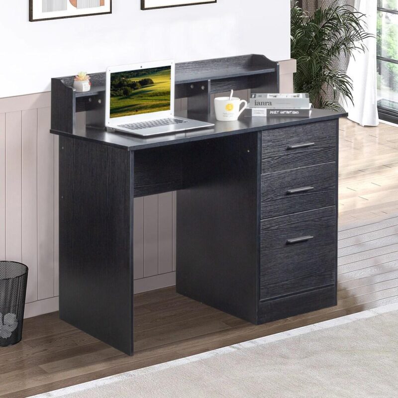 Winado 43.31-Inches Black Traditional Pine Computer desk Hutch Included - Image 9