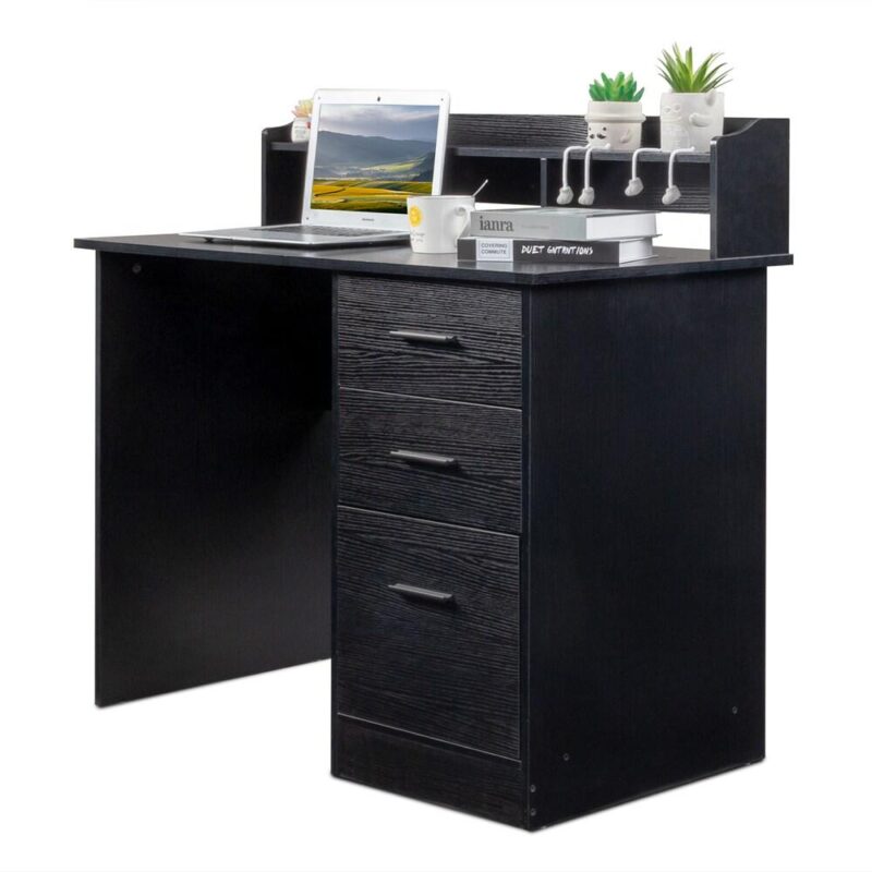 Winado 43.31-Inches Black Traditional Pine Computer desk Hutch Included - Image 2