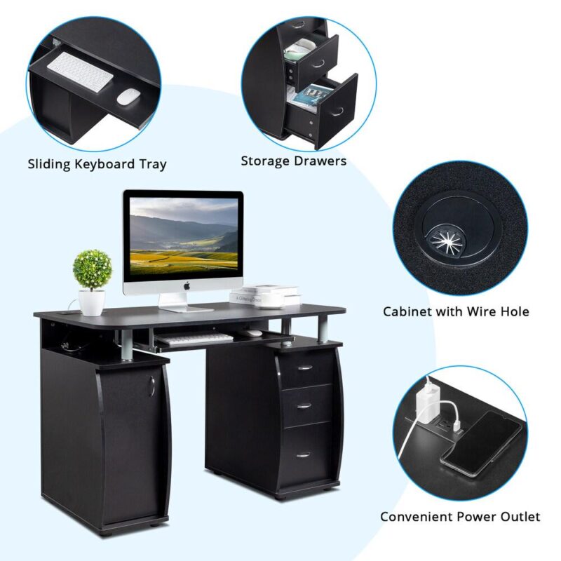 Winado 45.27-Inches Black Modern/Contemporary Computer desk - Image 5