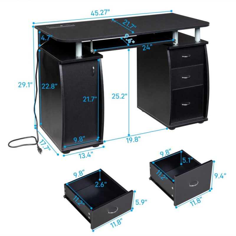 Winado 45.27-Inches Black Modern/Contemporary Computer desk - Image 2