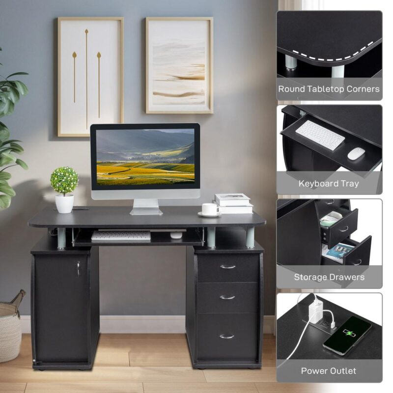 Winado 45.27-Inches Black Modern/Contemporary Computer desk - Image 8