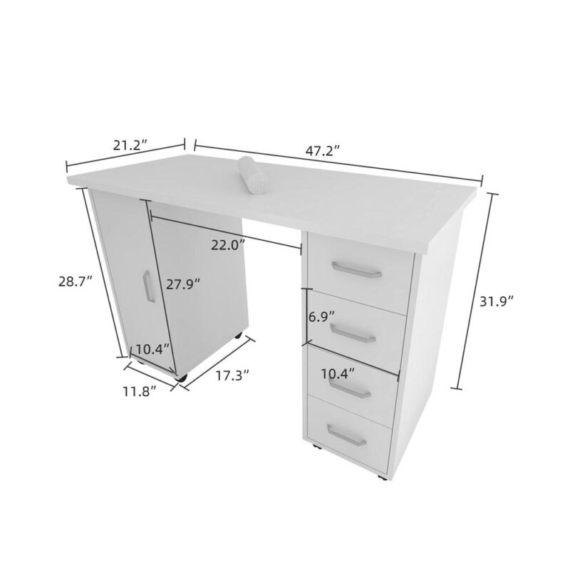 Winado 47.2-Inches White Modern/Contemporary Pine Computer desk - Image 6