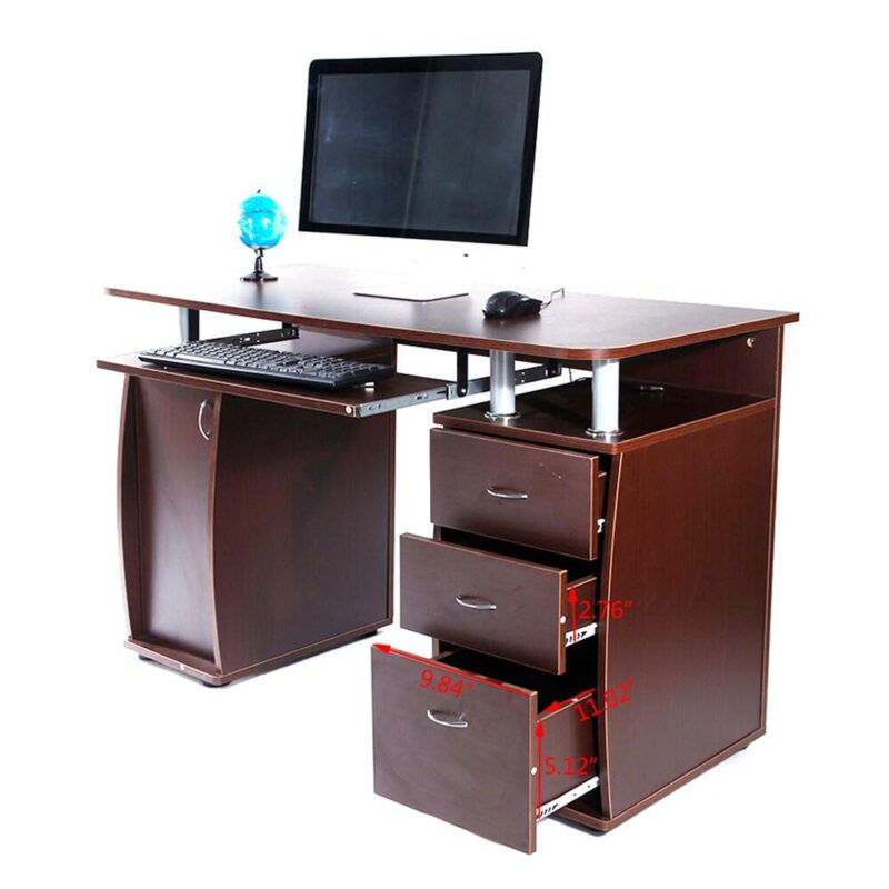 Winado 47.3-Inches Brown Traditional Pine Computer desk - Image 10