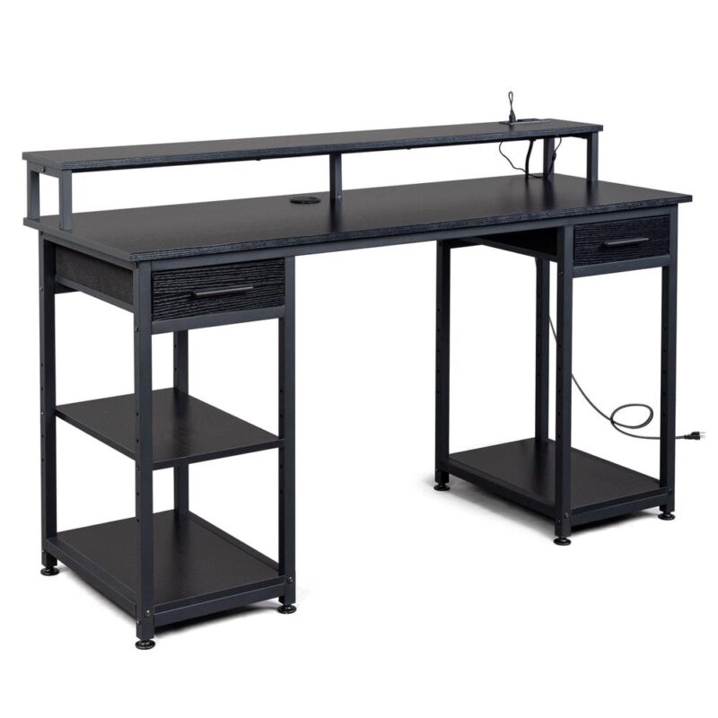 Winado 55.11-Inches Black Modern/Contemporary Gaming desk Hutch Included