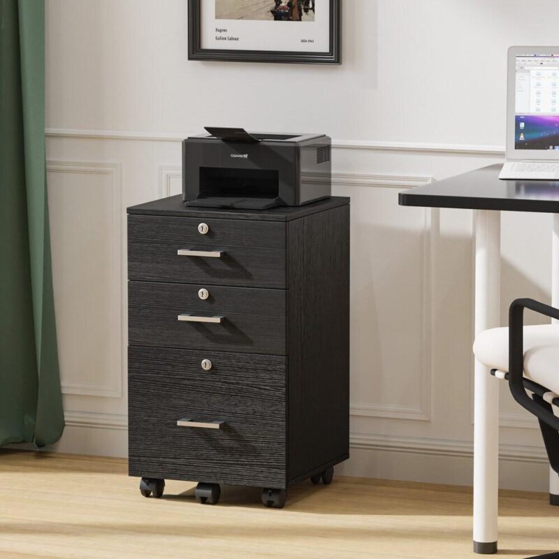 Winado Black 3 -Drawer 18.89-Inches File Cabinet - Image 8