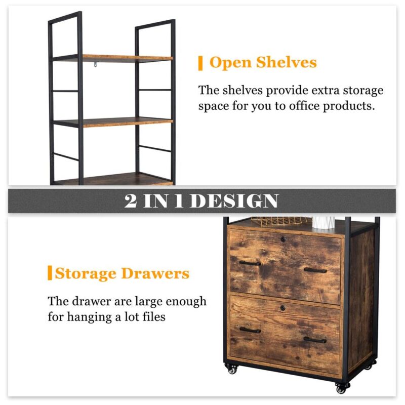 Winado Brown 2 -Drawer 18.89-Inches File Cabinet - Image 7