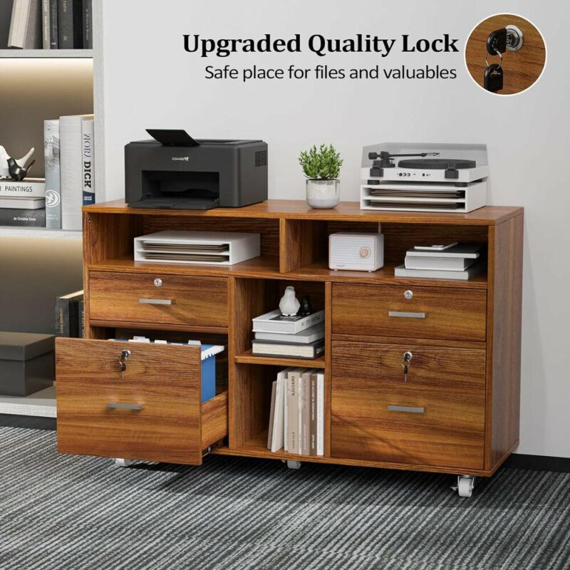 Winado Brown 4 -Drawer 41-Inches File Cabinet - Image 2