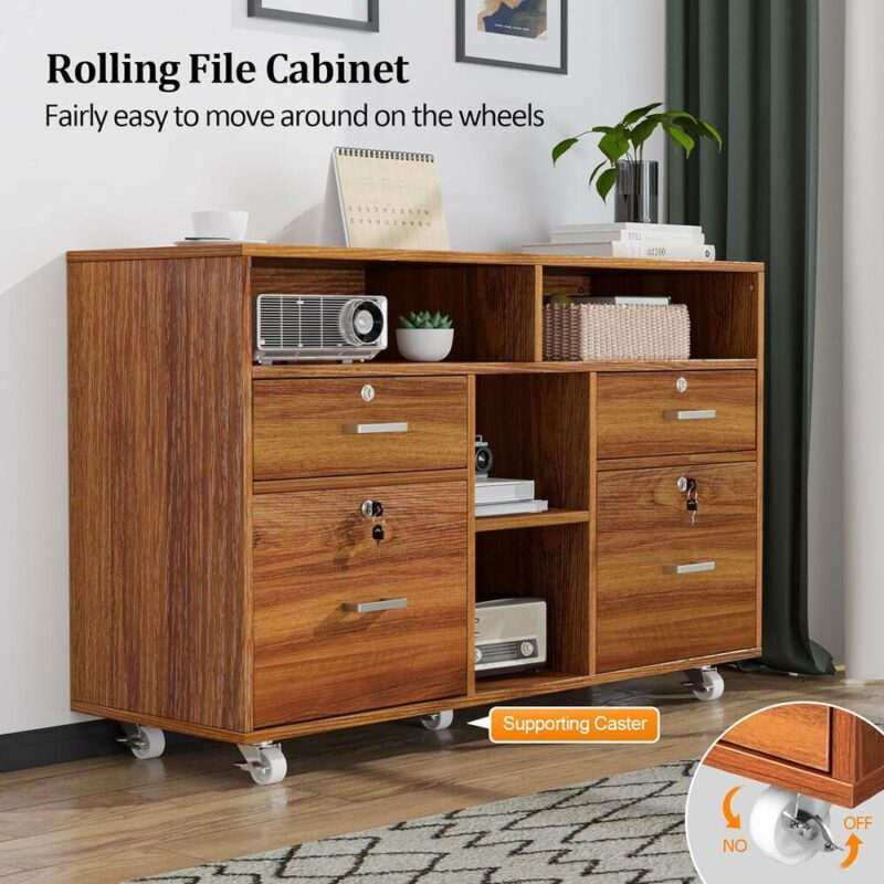 Winado Brown 4 -Drawer 41-Inches File Cabinet - Image 3