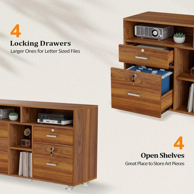 Winado Brown 4 -Drawer 41-Inches File Cabinet - Image 5