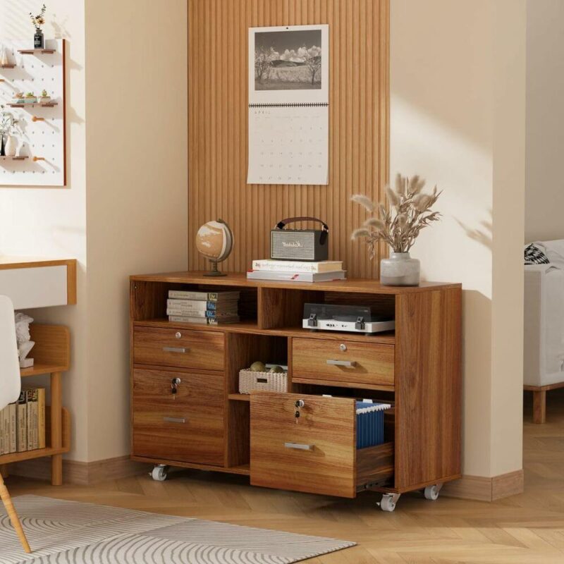 Winado Brown 4 -Drawer 41-Inches File Cabinet - Image 6