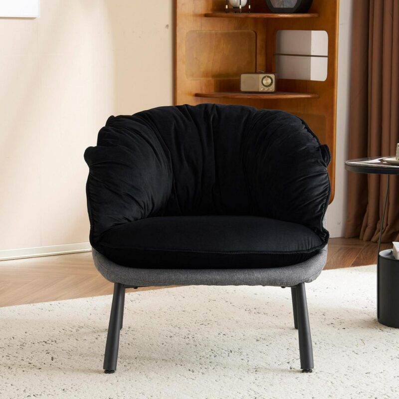 Winado Casual Black Velvet Swivel Wingback Chair - Image 5