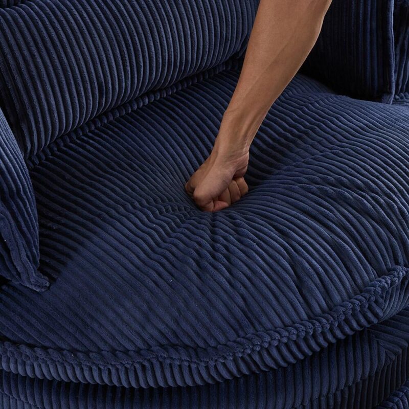 Winado Casual Blue Velvet Swivel Barrel Chair - Image 6