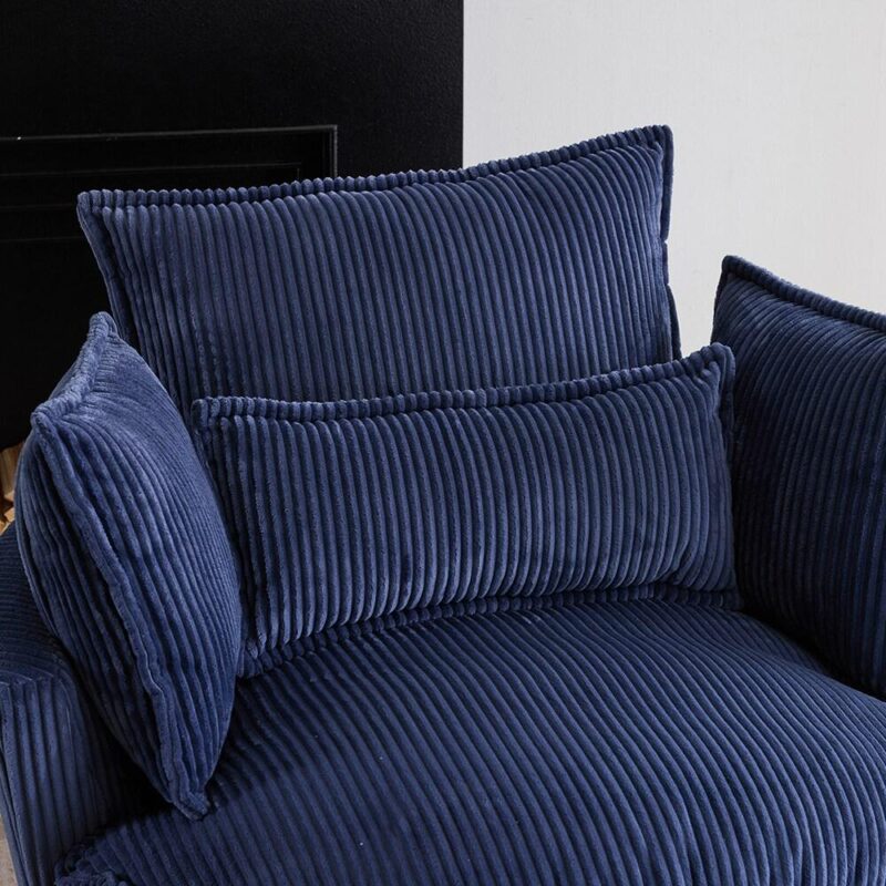 Winado Casual Blue Velvet Swivel Barrel Chair - Image 7