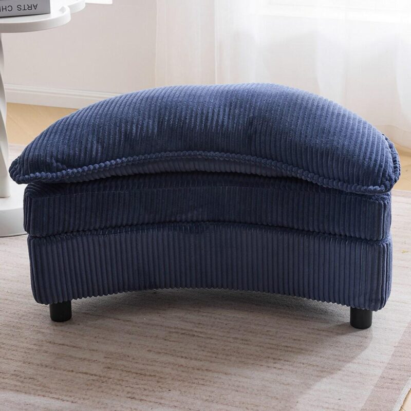 Winado Casual Blue Velvet Swivel Barrel Chair - Image 3