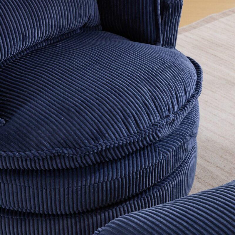 Winado Casual Blue Velvet Swivel Barrel Chair - Image 5
