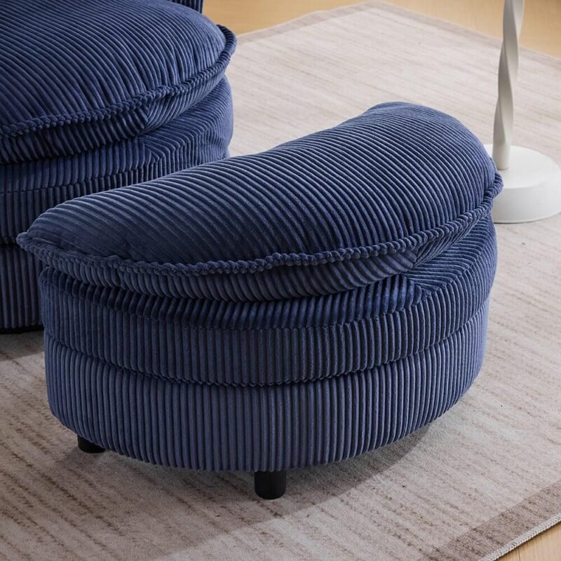 Winado Casual Blue Velvet Swivel Barrel Chair - Image 4