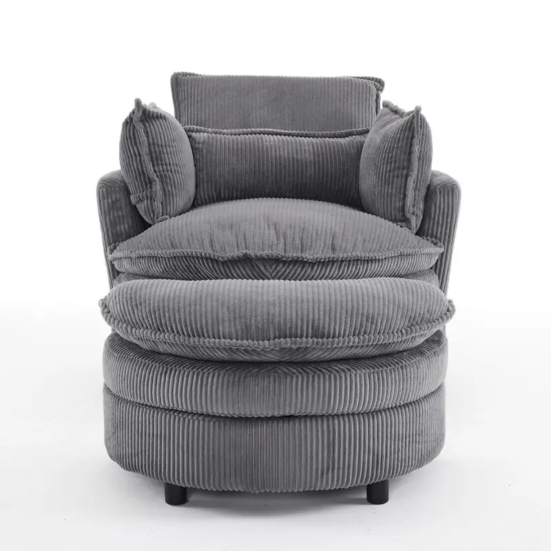 Winado Casual Gray Velvet Swivel Wingback Chair