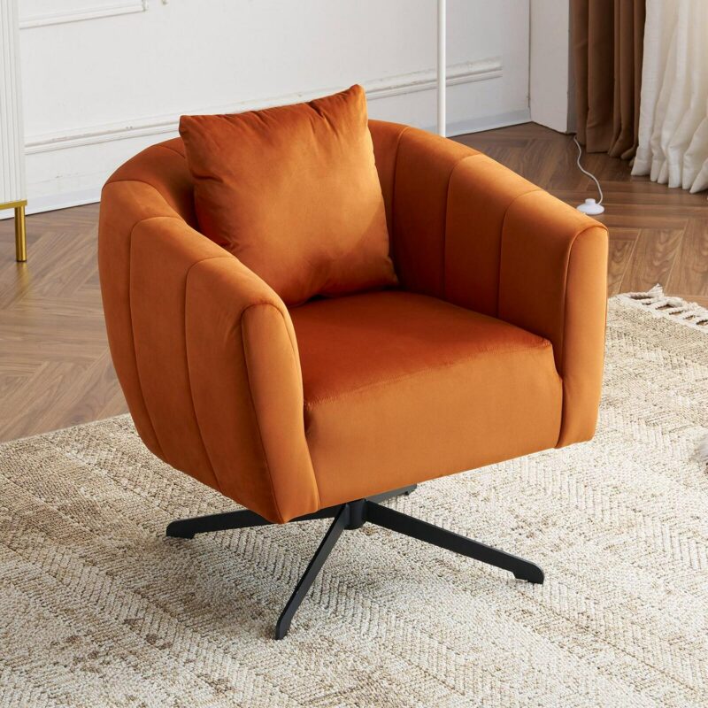 Winado Casual Orange Velvet Barrel Chair - Image 8