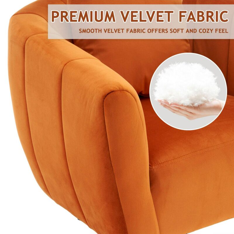 Winado Casual Orange Velvet Barrel Chair - Image 4