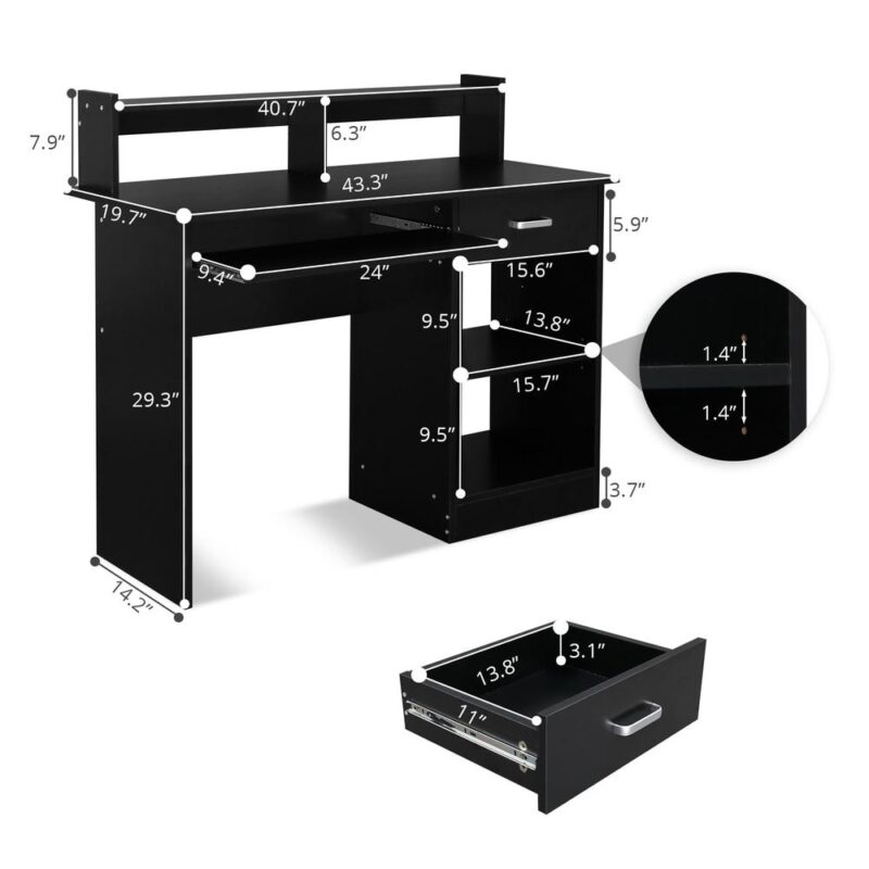 Winado Computer Desk 43.31-Inches Black Modern/Contemporary Computer desk - Image 11