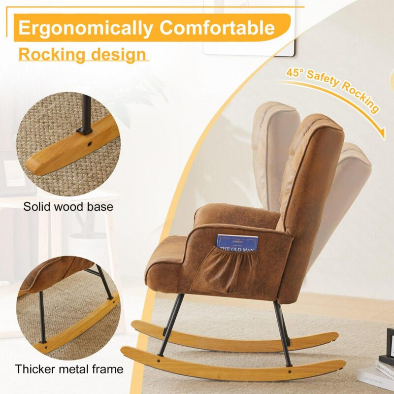 Winado Modern Brown Rocking Chair - Image 2