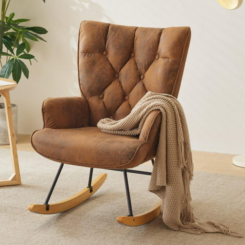 Winado Modern Brown Rocking Chair - Image 5