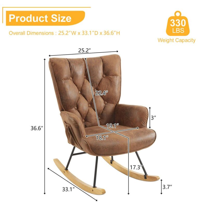 Winado Modern Brown Rocking Chair - Image 3