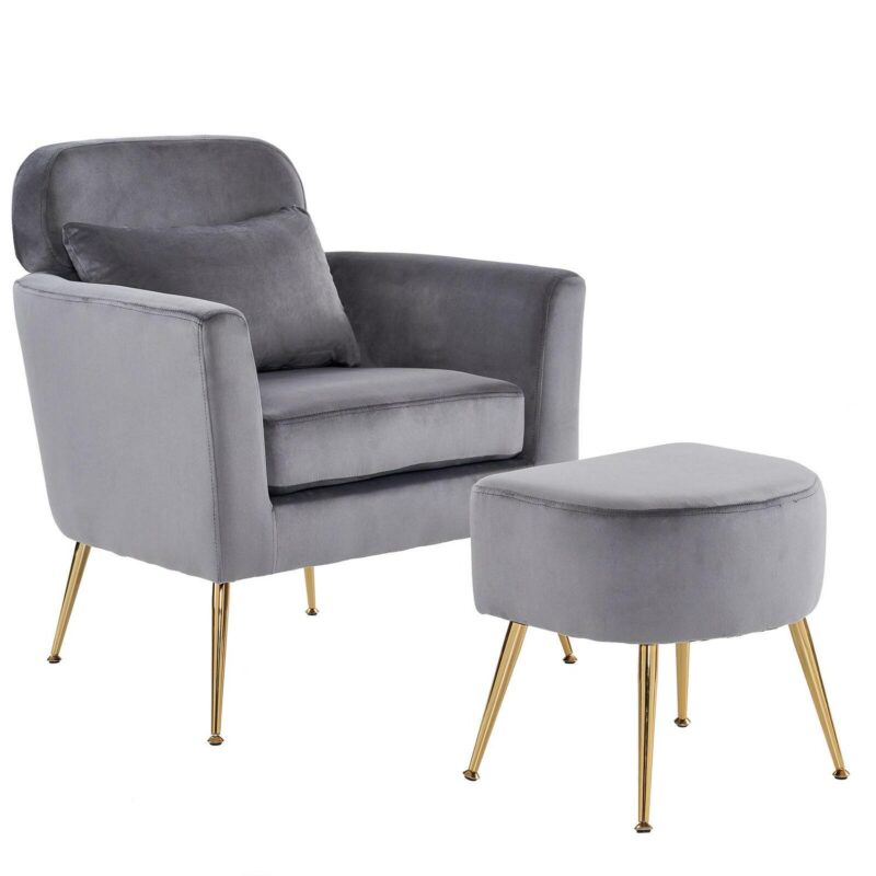 Winado Modern Dark Gray Velvet Accent Chair - Image 2