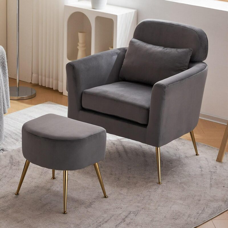 Winado Modern Dark Gray Velvet Accent Chair - Image 7