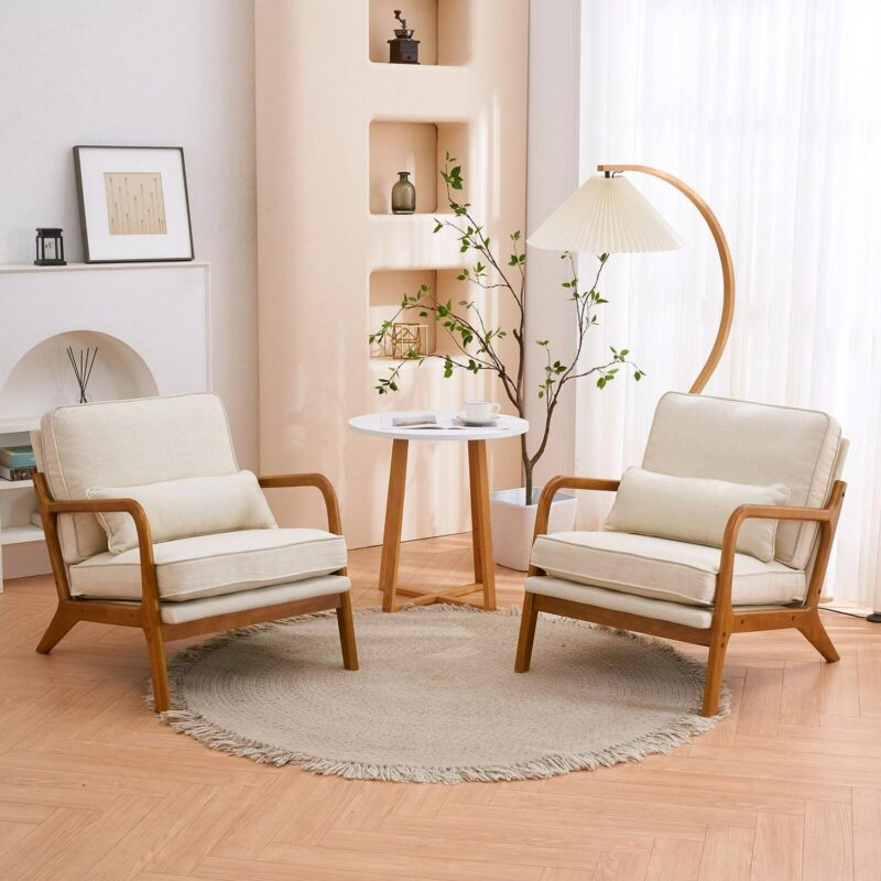 Winado Modern Off-white Linen Accent Chair - Image 2