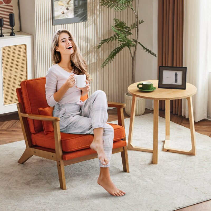 Winado Modern Orange Linen Accent Chair - Image 8