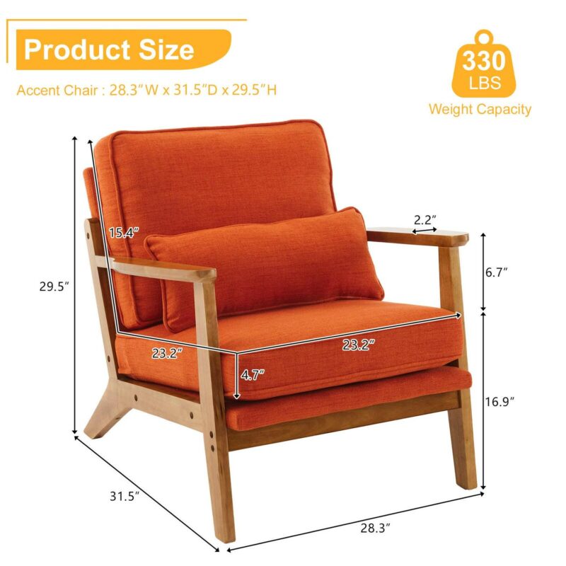Winado Modern Orange Linen Accent Chair - Image 2