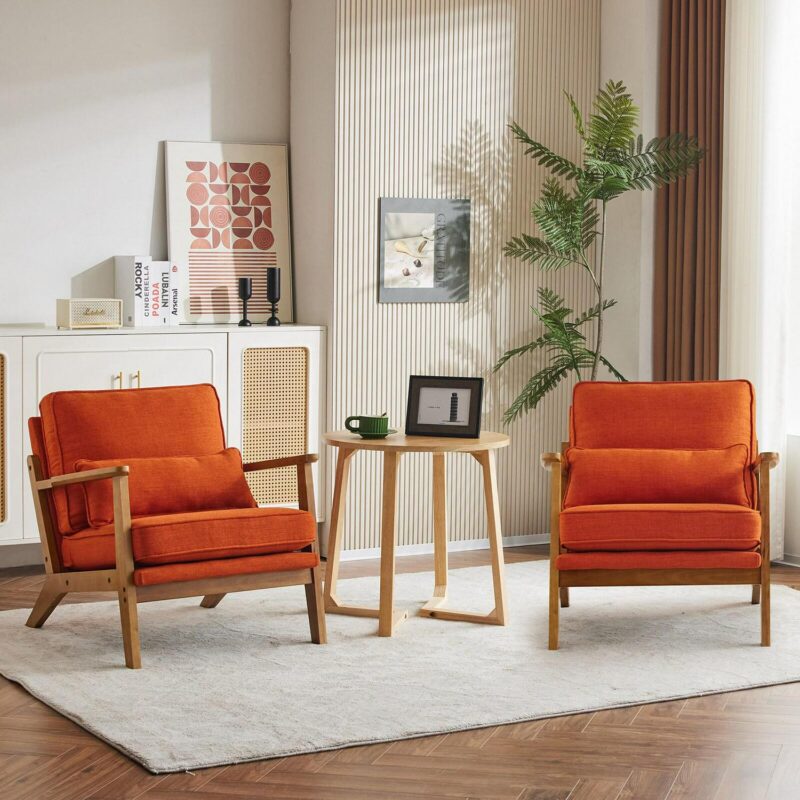 Winado Modern Orange Linen Accent Chair - Image 4