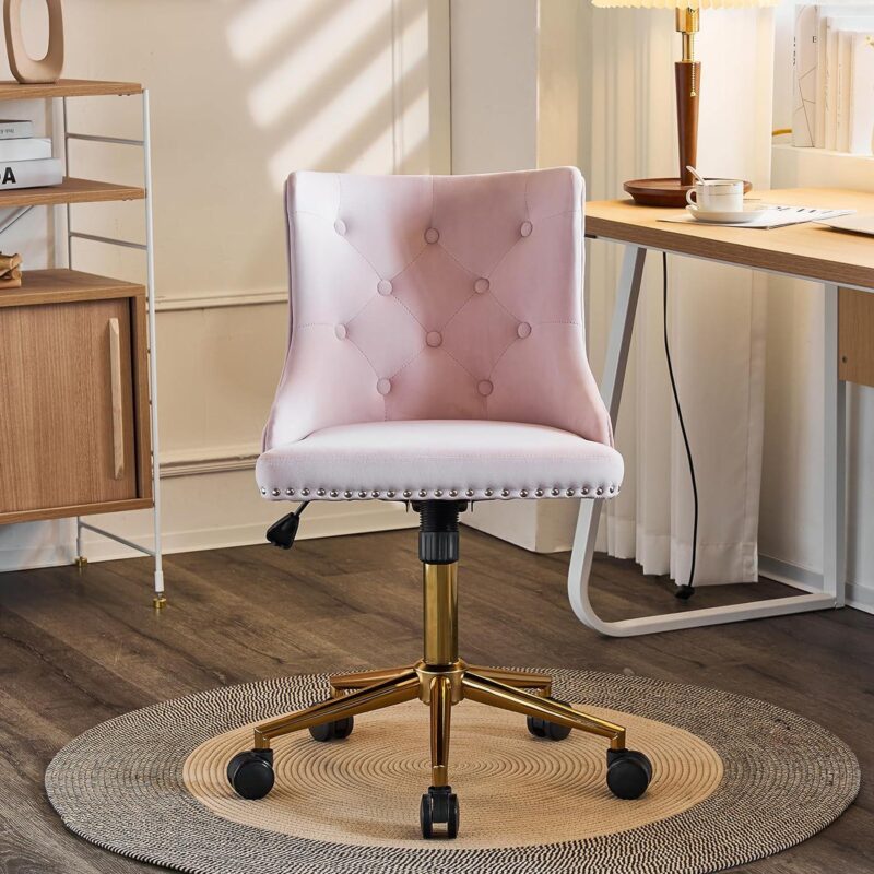 Winado Pink Traditional Adjustable Height Swivel Upholstered Task Chair - Image 6