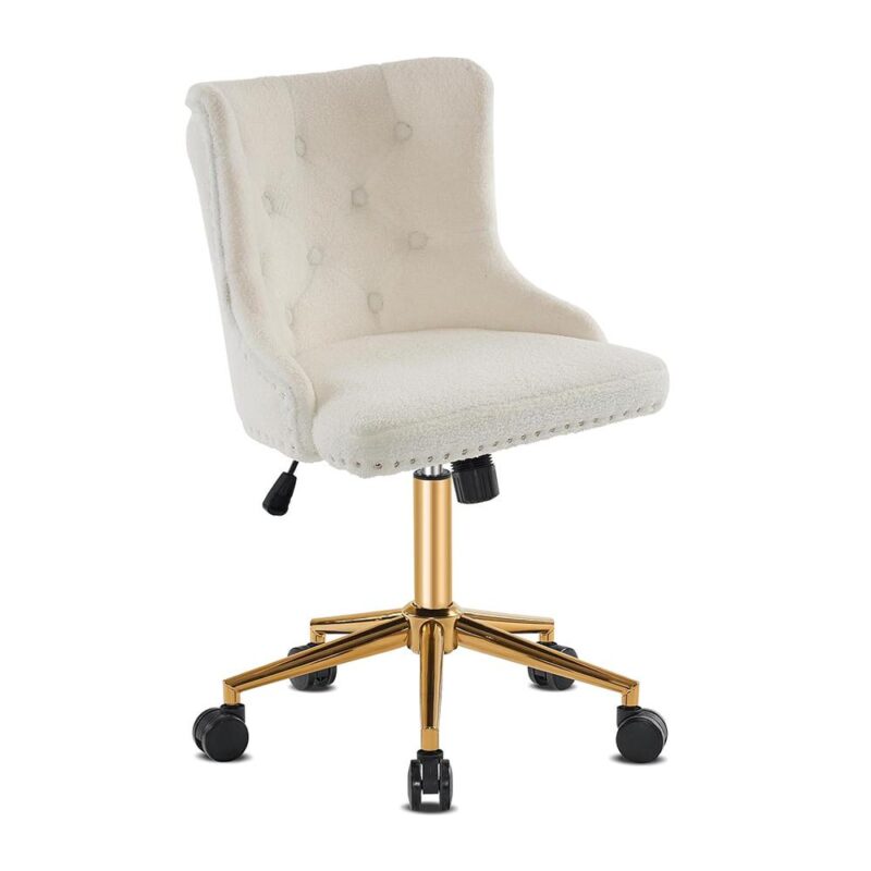 Winado White Traditional Adjustable Height Swivel Upholstered Task Chair