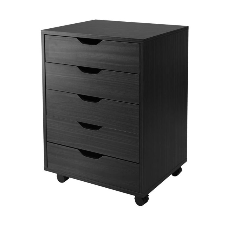 Winsome Wood Halifax Black 5 -Drawer 19.21-Inches File Cabinet