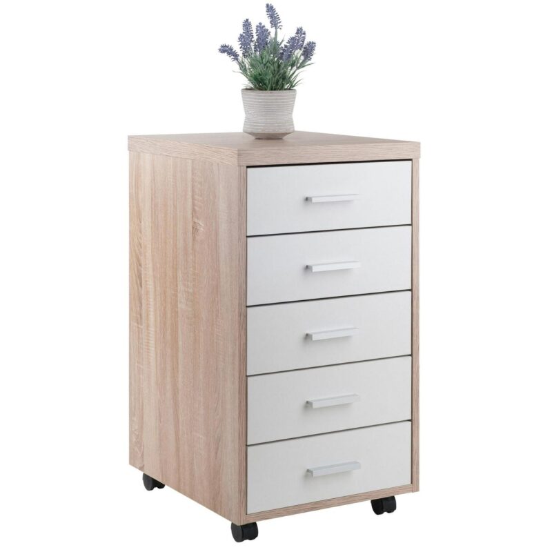 Winsome Wood Kenner Reclaimed wood and white Office Cabinet - Image 7
