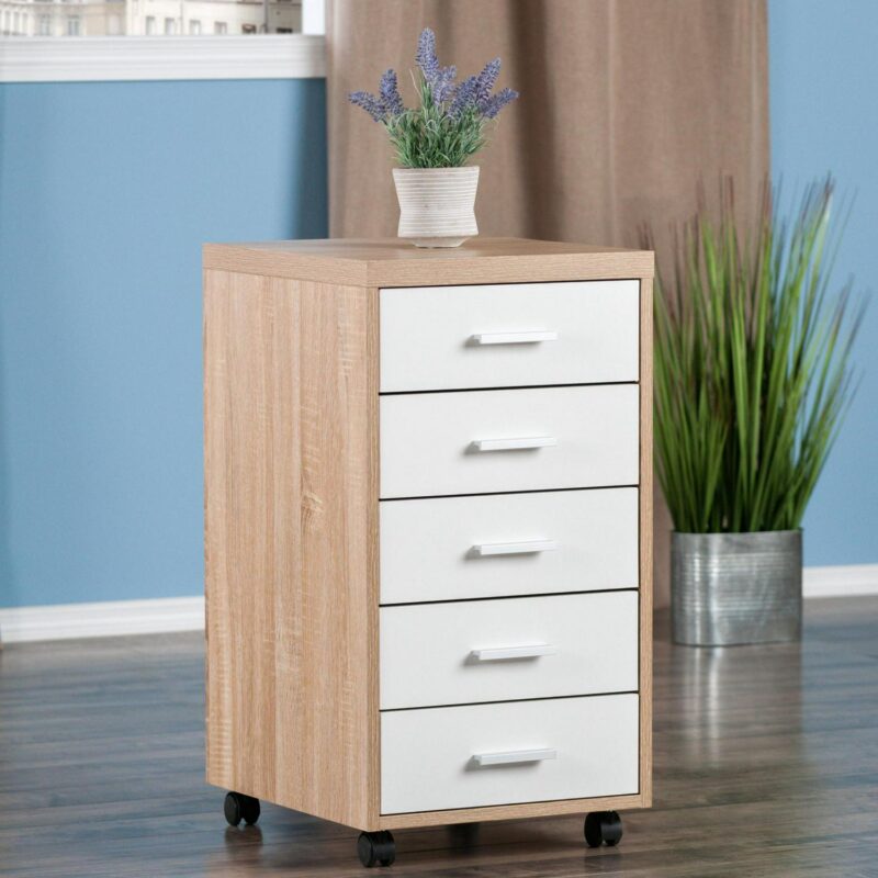 Winsome Wood Kenner Reclaimed wood and white Office Cabinet - Image 8