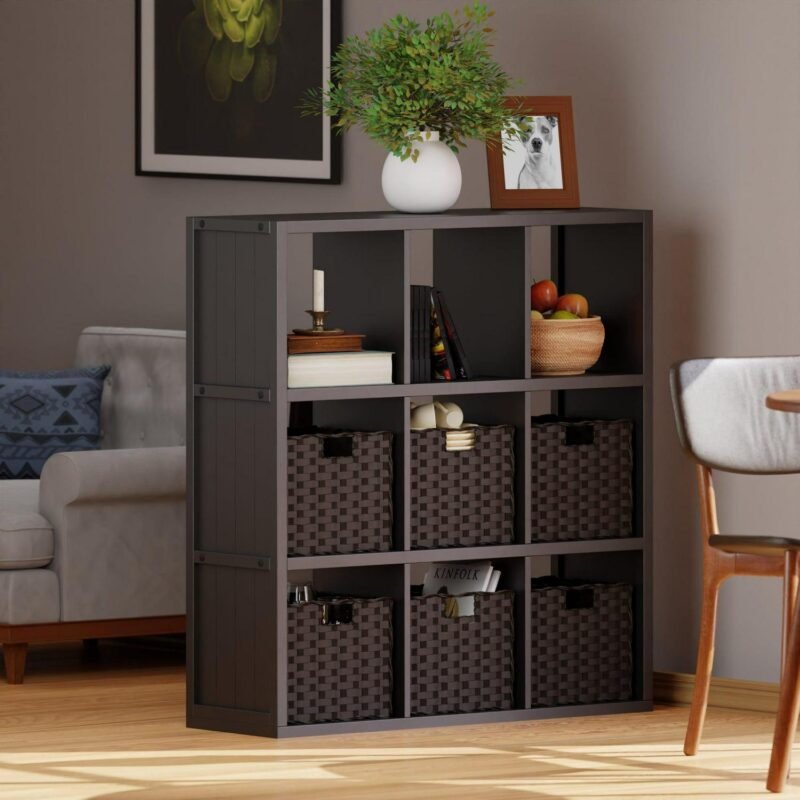 Winsome Wood Timothy Black/Chocolate MDF 9 -Shelf Bookcase ( 37.76-Inches W x 40.08-Inches H x 11.81-Inches D ) Painted - Image 7