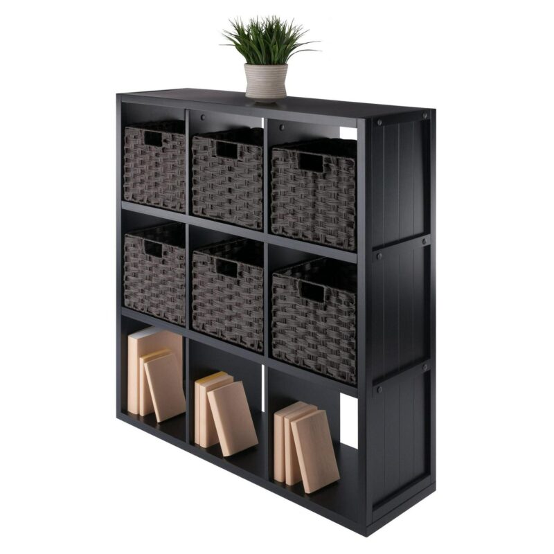 Winsome Wood Timothy Black/Chocolate MDF 9 -Shelf Bookcase ( 37.76-Inches W x 40.08-Inches H x 11.81-Inches D ) Painted - Image 5