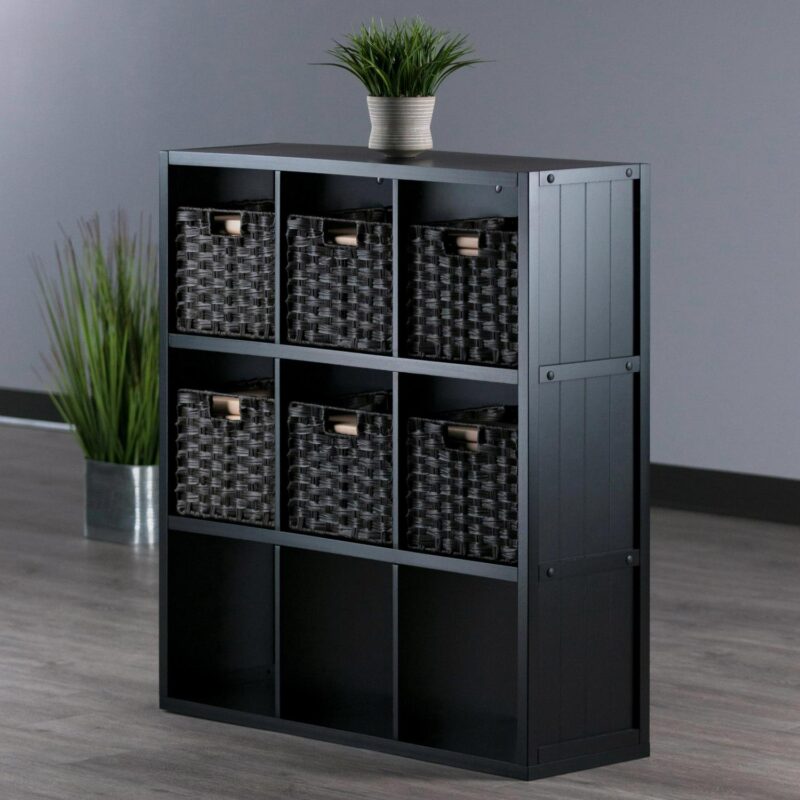 Winsome Wood Timothy Black/Chocolate MDF 9 -Shelf Bookcase ( 37.76-Inches W x 40.08-Inches H x 11.81-Inches D ) Painted - Image 6