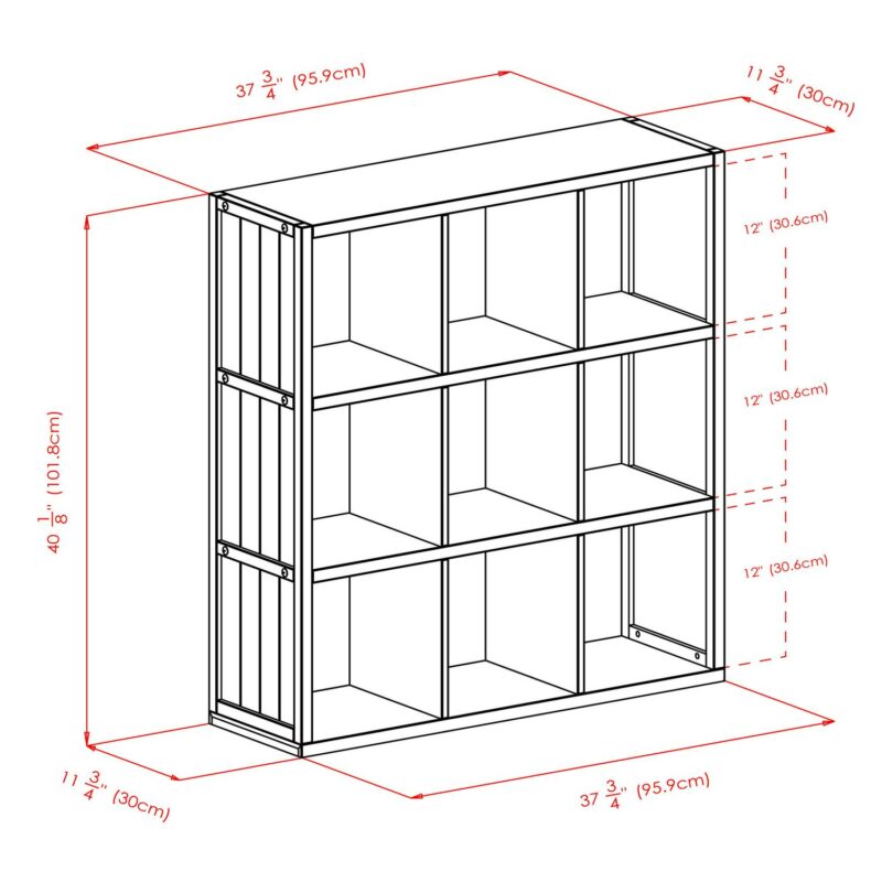 Winsome Wood Timothy Black/Chocolate MDF 9 -Shelf Bookcase ( 37.76-Inches W x 40.08-Inches H x 11.81-Inches D ) Painted - Image 9