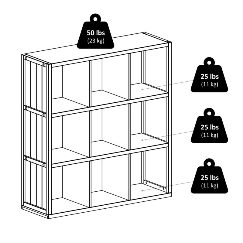 Winsome Wood Timothy Black/Chocolate MDF 9 -Shelf Bookcase ( 37.76-Inches W x 40.08-Inches H x 11.81-Inches D ) Painted - Image 10
