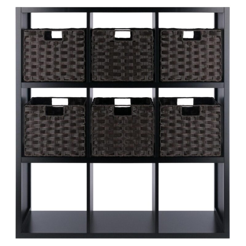Winsome Wood Timothy Black/Chocolate MDF 9 -Shelf Bookcase ( 37.76-Inches W x 40.08-Inches H x 11.81-Inches D ) Painted - Image 2