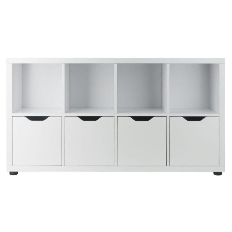Winsome Wood White Composite 4 -Shelf Modular Bookcase with Doors ( 48.31-Inches W x 25.98-Inches H x 11.65-Inches D ) Finished