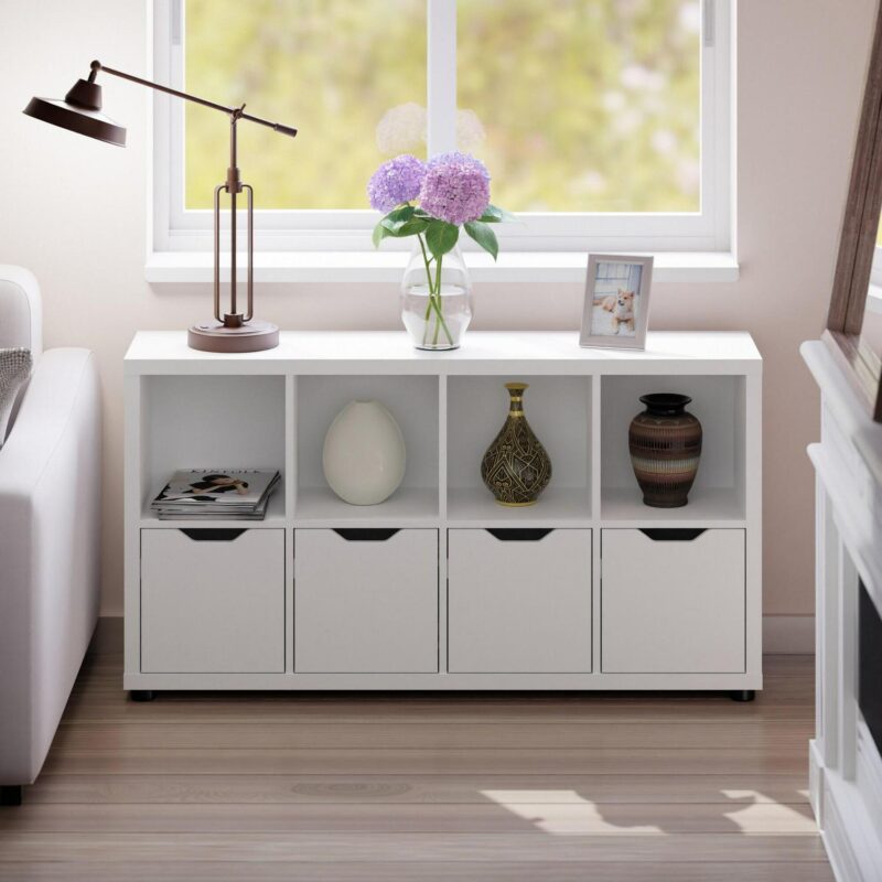 Winsome Wood White Composite 4 -Shelf Modular Bookcase with Doors ( 48.31-Inches W x 25.98-Inches H x 11.65-Inches D ) Finished - Image 11