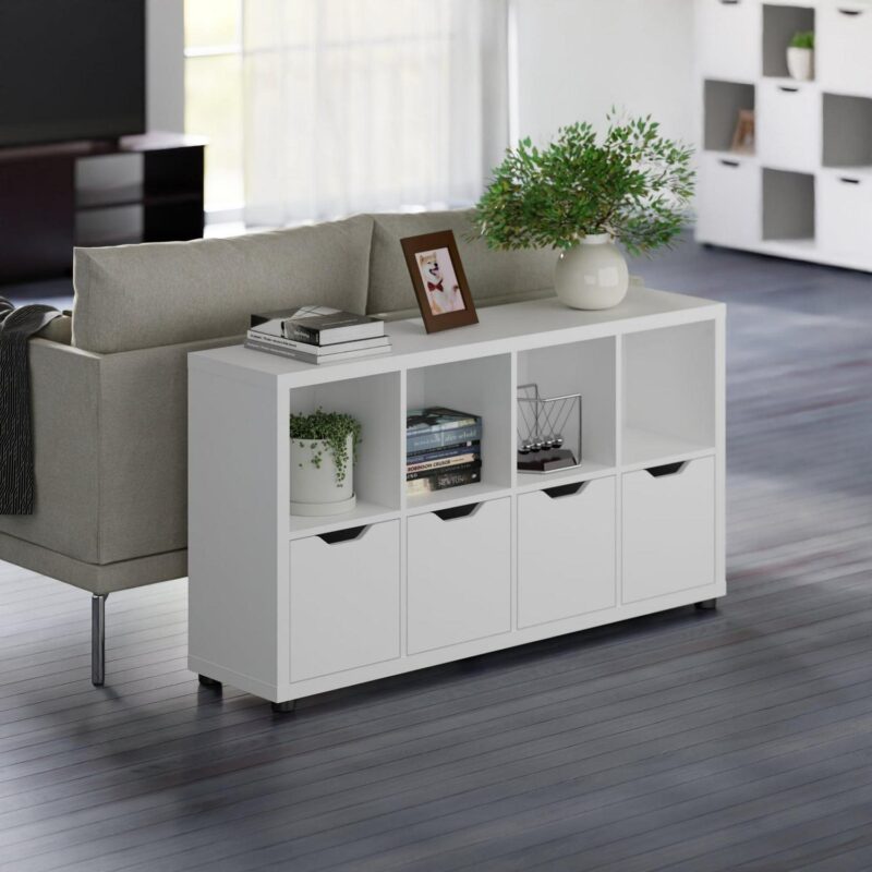 Winsome Wood White Composite 4 -Shelf Modular Bookcase with Doors ( 48.31-Inches W x 25.98-Inches H x 11.65-Inches D ) Finished - Image 8
