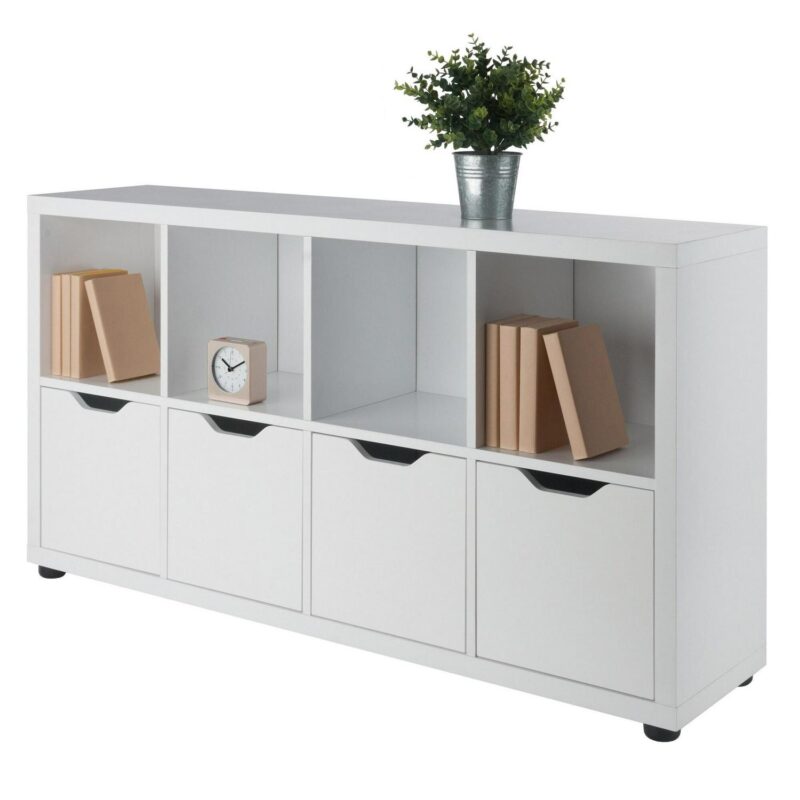 Winsome Wood White Composite 4 -Shelf Modular Bookcase with Doors ( 48.31-Inches W x 25.98-Inches H x 11.65-Inches D ) Finished - Image 7